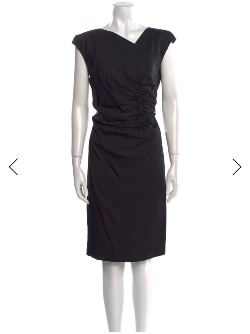 Scanlan Theodore Black V-Neck Ruched Midi Dress